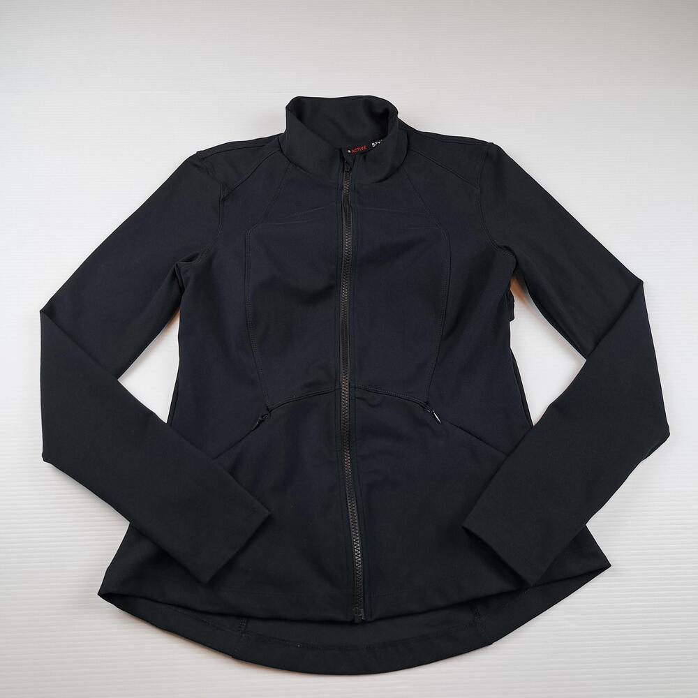 Spyder Jacket Women Medium Black Active Full Zip Stretch Thumbholes Running Hike